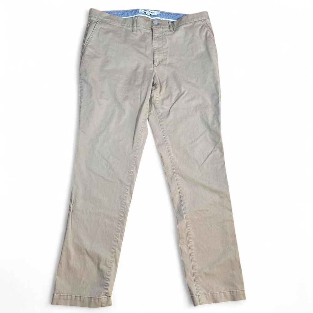 Lacoste Men's Slim Fit Stretch Gabardine Khaki Chino Pants size 40X34 HH9553